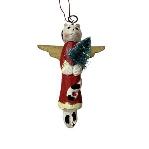 Cat Angel Christmas Ornament Wood Vtg Adler Midwest Vintage